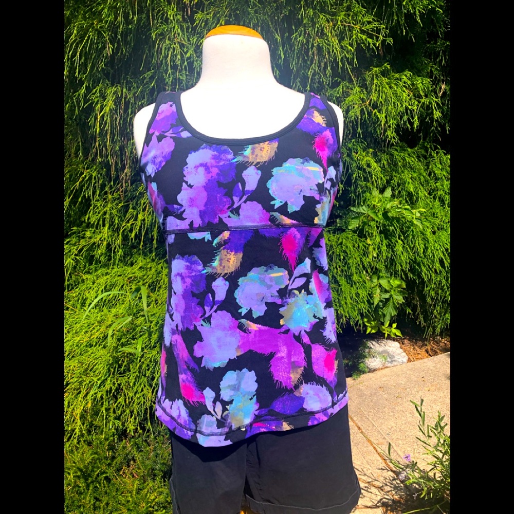 EUC- Purple Floral active wear bra top.
